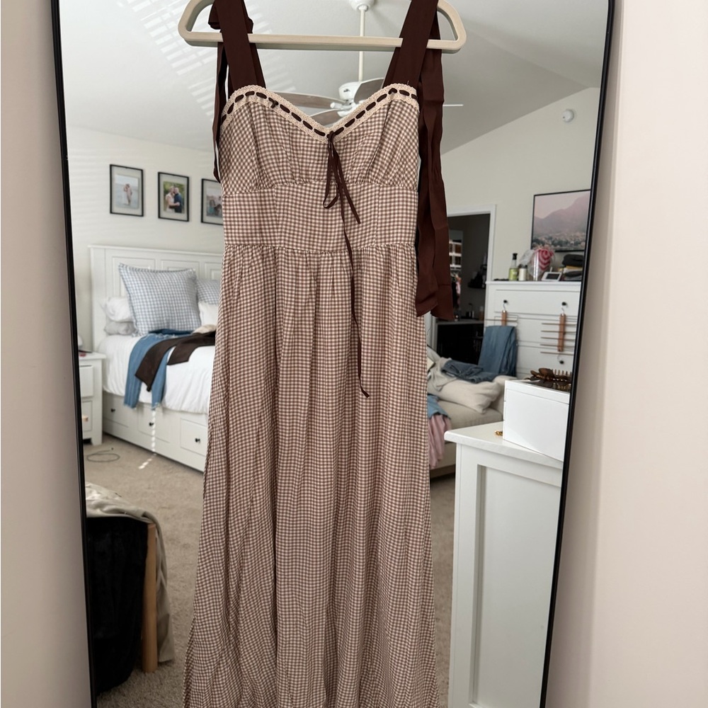 NWT Blu Pepper Brown and Cream Checkered Dress